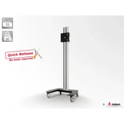Audipack Flat panel floor stand on wheels, Quick Release, height 1800 mm, Max. 65″