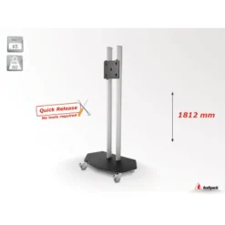 Audipack Flat panel floor stand on wheels, Quick release, height 1800 mm, Max. 65″