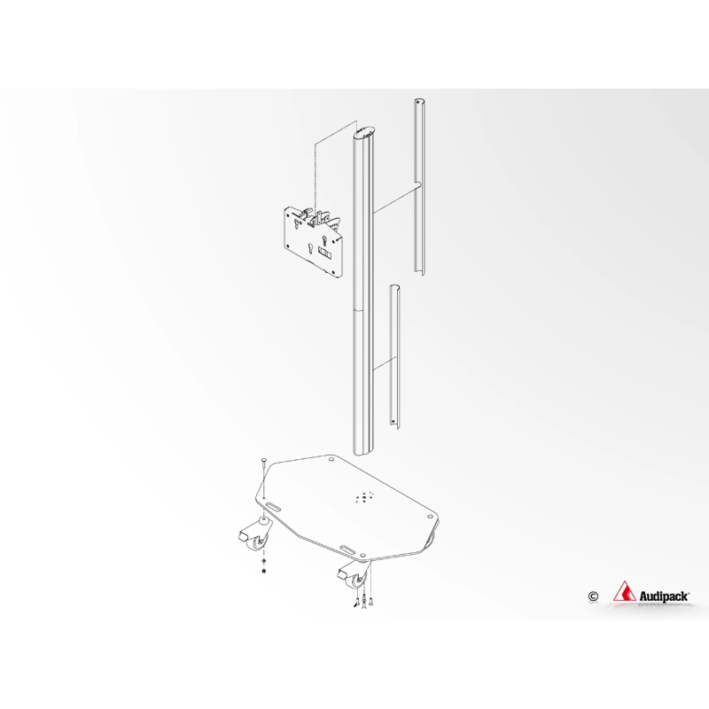 Audipack Flat panel floor stand, single column, on wheels, Max. 55″ – Bild 2