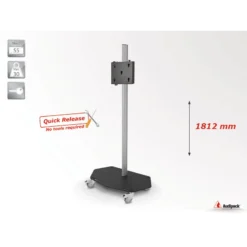 Audipack Flat panel floor stand, single column, on wheels Quick Release, Ma. 55″